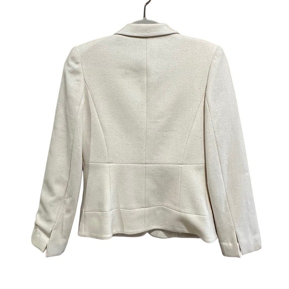 Kenneth Cole Womens Cream Blazer With Silver Shimmer Wool Blend Lined Size 4 VTG - Picture 2 of 13